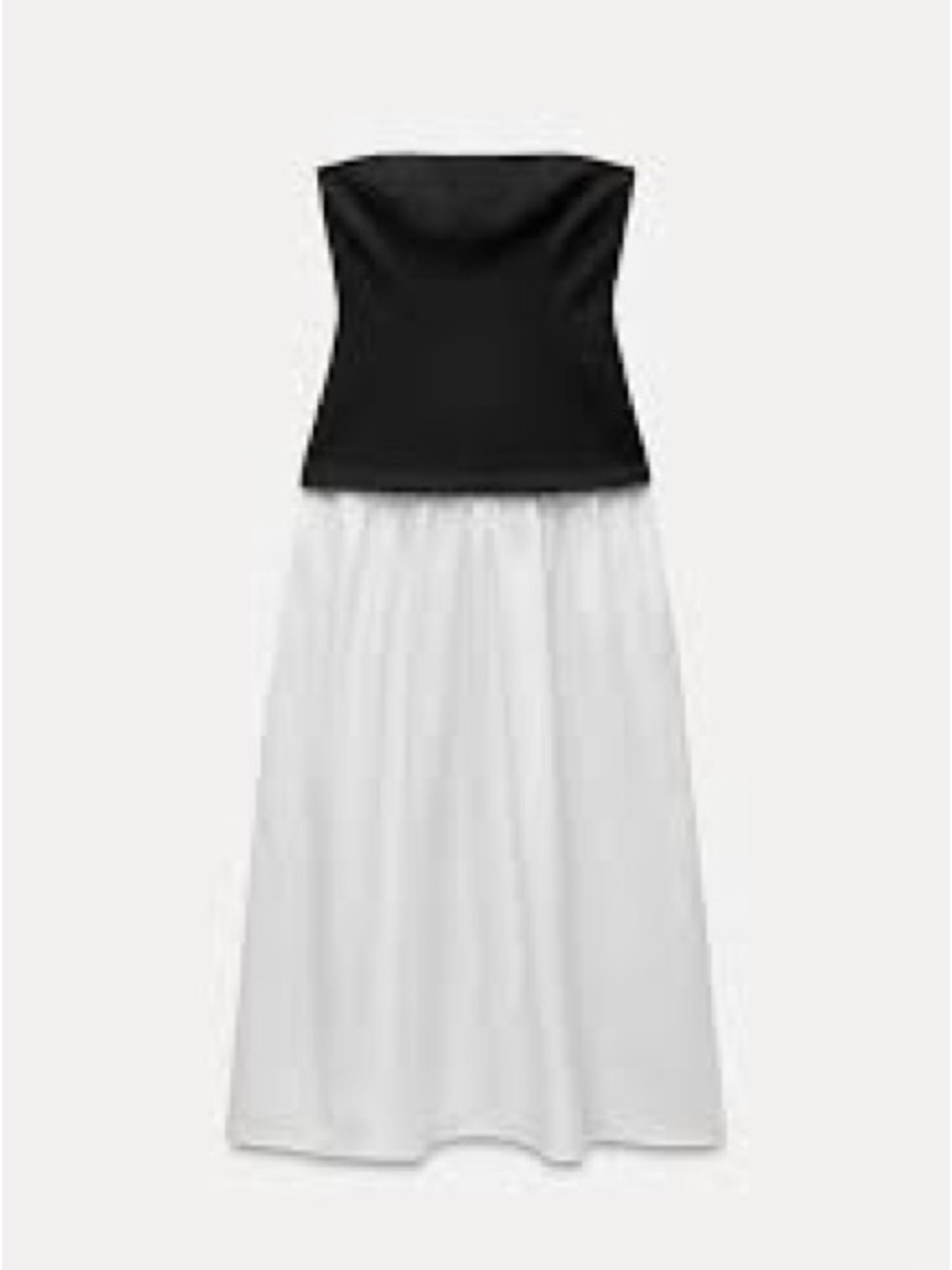 zara strapless poplin white and black dress Sz M - Picture 4 of 10
